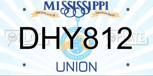 DHY812 Mississippi License Plate