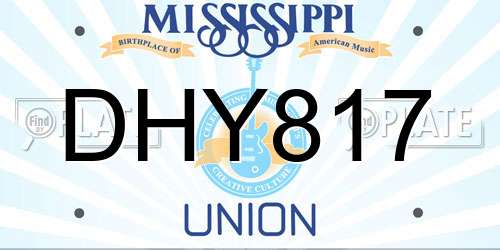 DHY817 Mississippi License Plate