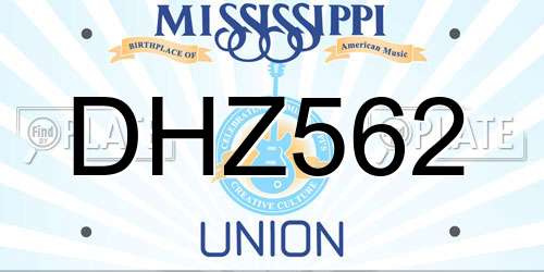 DHZ562 Mississippi License Plate
