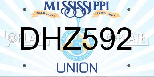 DHZ592 Mississippi License Plate