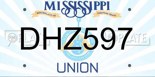 DHZ597 Mississippi License Plate