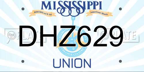 DHZ629 Mississippi License Plate