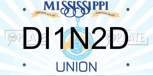 DI1N2D Mississippi License Plate