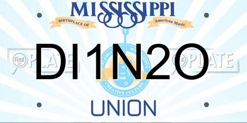 DI1N2O Mississippi License Plate