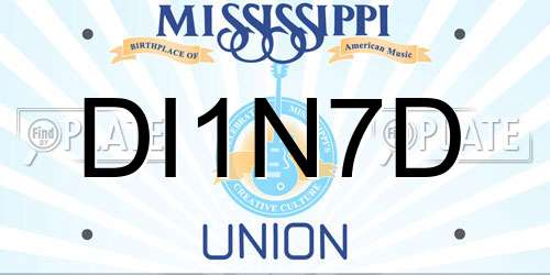 DI1N7D Mississippi License Plate
