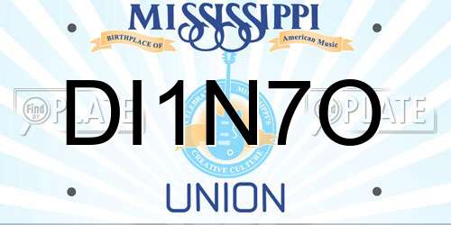 DI1N7O Mississippi License Plate