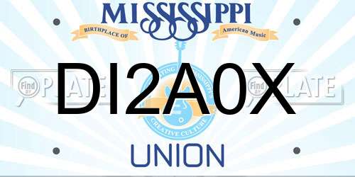 DI2A0X Mississippi License Plate
