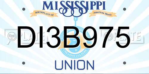 DI3B975 Mississippi License Plate