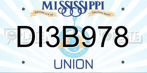 DI3B978 Mississippi License Plate