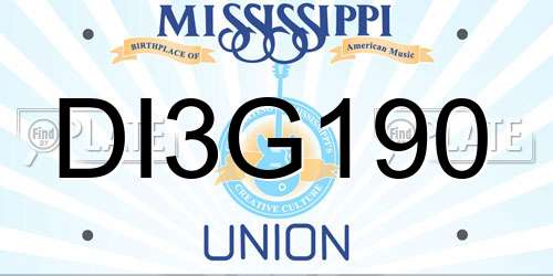 DI3G190 Mississippi License Plate