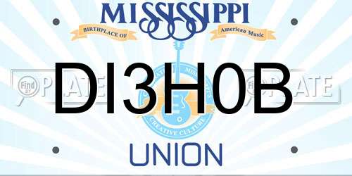 DI3H0B Mississippi License Plate