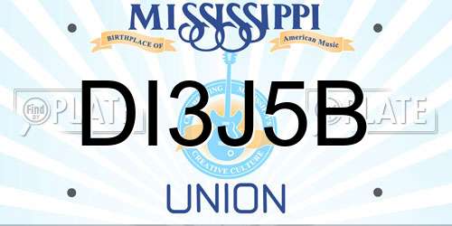 DI3J5B Mississippi License Plate