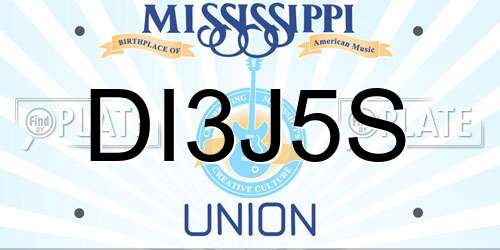 DI3J5S Mississippi License Plate