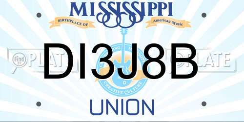 DI3J8B Mississippi License Plate