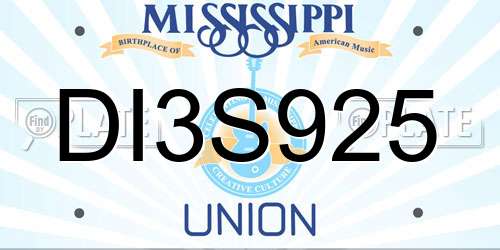 DI3S925 Mississippi License Plate