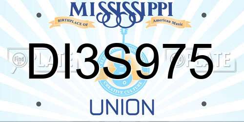 DI3S975 Mississippi License Plate