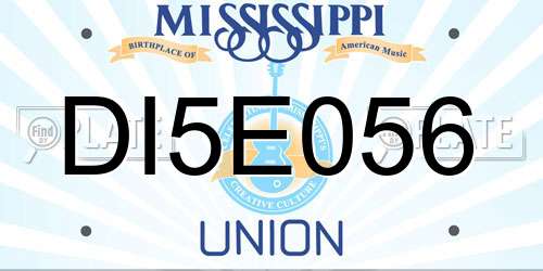 DI5E056 Mississippi License Plate