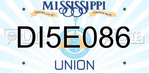 DI5E086 Mississippi License Plate