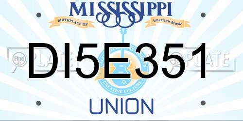 DI5E351 Mississippi License Plate