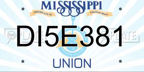 DI5E381 Mississippi License Plate