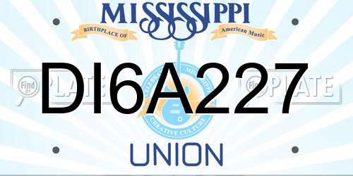 DI6A227 Mississippi License Plate