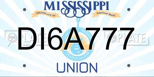 DI6A777 Mississippi License Plate