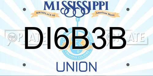 DI6B3B Mississippi License Plate