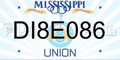DI8E086 Mississippi License Plate