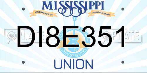 DI8E351 Mississippi License Plate