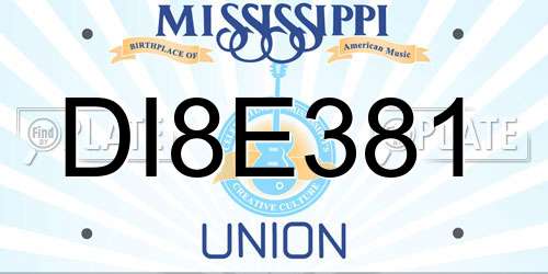 DI8E381 Mississippi License Plate