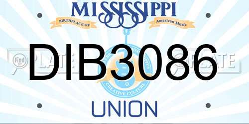 DIB3086 Mississippi License Plate