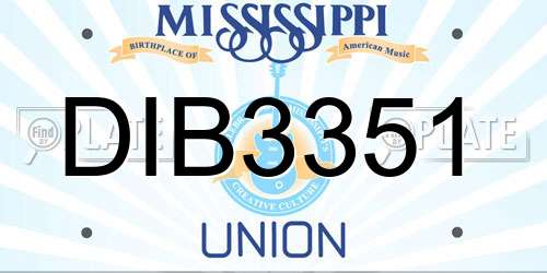 DIB3351 Mississippi License Plate