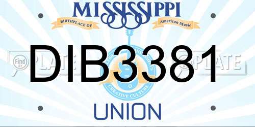 DIB3381 Mississippi License Plate