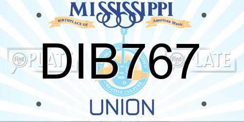DIB767 Mississippi License Plate
