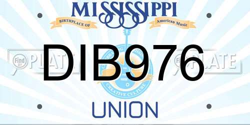 DIB976 Mississippi License Plate