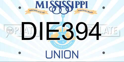 DIE394 Mississippi License Plate
