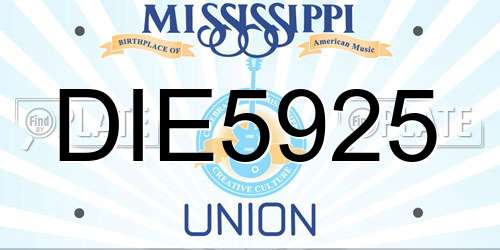 DIE5925 Mississippi License Plate
