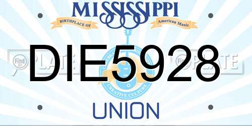 DIE5928 Mississippi License Plate