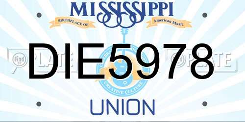 DIE5978 Mississippi License Plate