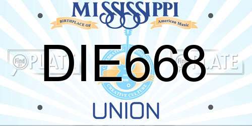 DIE668 Mississippi License Plate