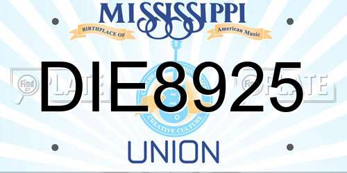 DIE8925 Mississippi License Plate