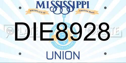 DIE8928 Mississippi License Plate