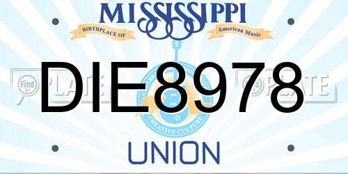 DIE8978 Mississippi License Plate