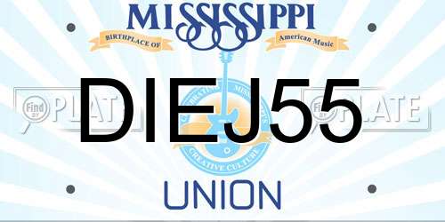 DIEJ55 Mississippi License Plate