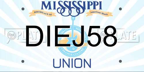 DIEJ58 Mississippi License Plate