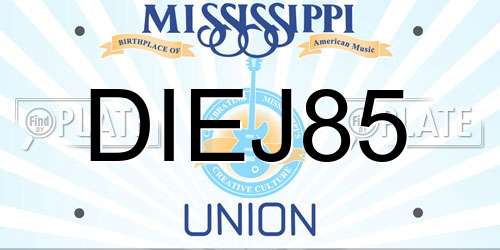 DIEJ85 Mississippi License Plate