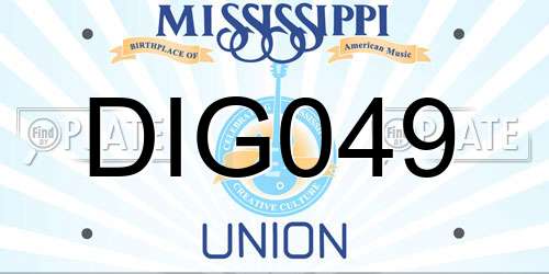 DIG049 Mississippi License Plate