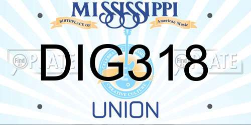 DIG318 Mississippi License Plate
