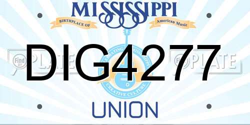 DIG4277 Mississippi License Plate