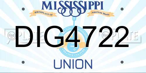 DIG4722 Mississippi License Plate